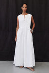 LARS WHITE PINTUCK LINEN MIDI DRESS