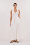 FLORENCE WHITE SLEEVELESS COTTON MIDI DRESS